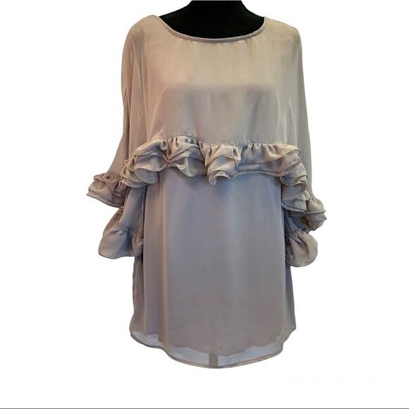 Chloe vintage taupe silk draped ruffle frill lined designer blouse size … - Picture 10 of 10